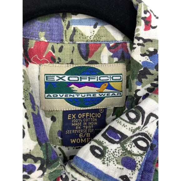 VTG ExOfficio Adventure Wear Button Down Shirt Womens M Floral Print Multicolor - Picture 3 of 4